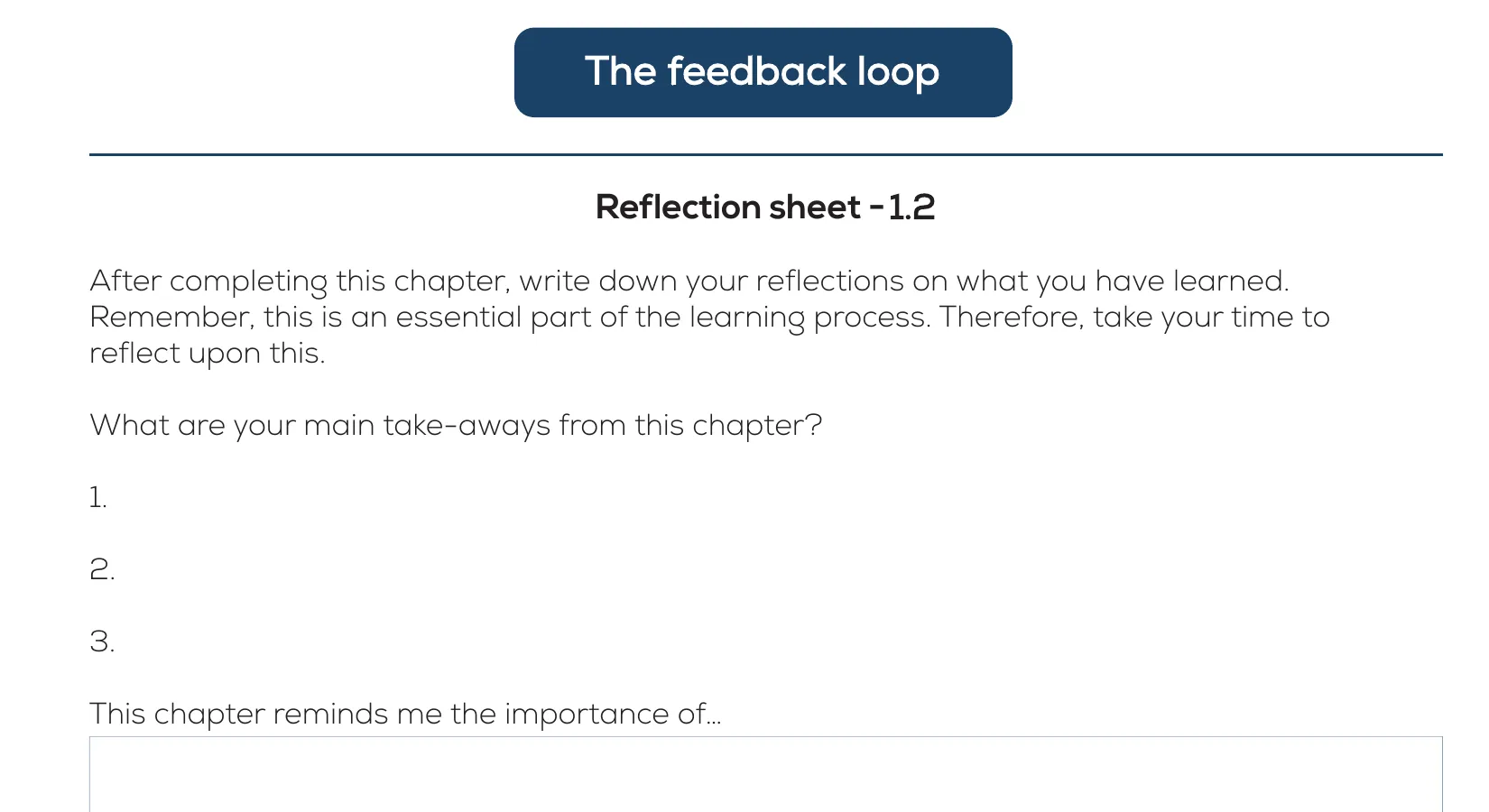 Mechanics of Poker feedback loop reflection sheet