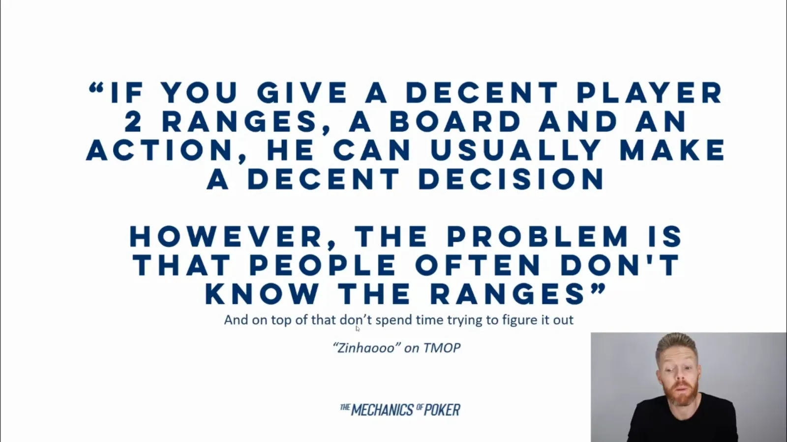 Mechanics of Poker lesson explaining why accurate ranges matter for decision making